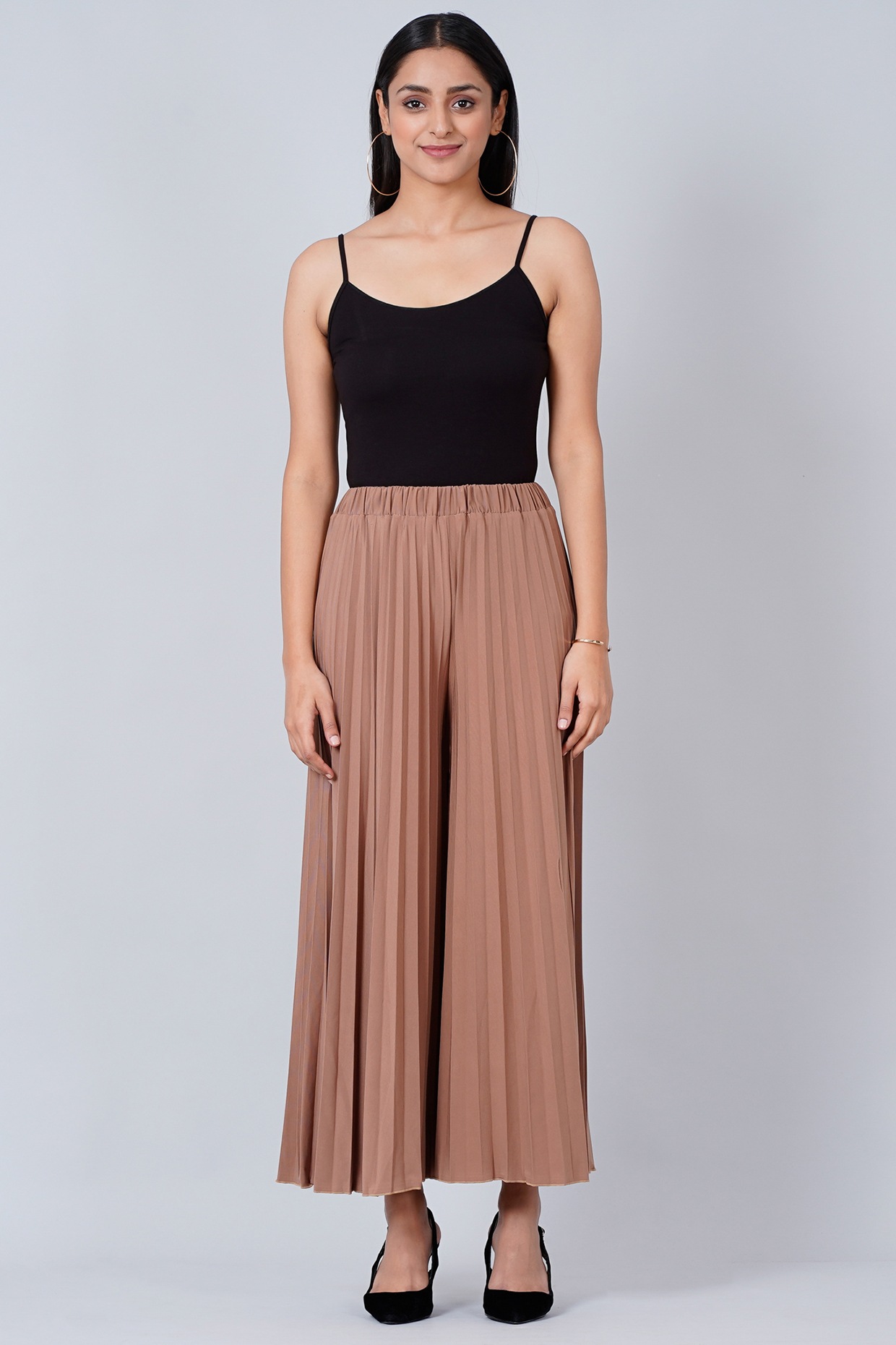 Buy Popwings Camel Brown Bootcut Women Trouser ! Camel Brown Button Styling  Formal Wide Leg Trousers for Women Online at Best Prices in India - JioMart.